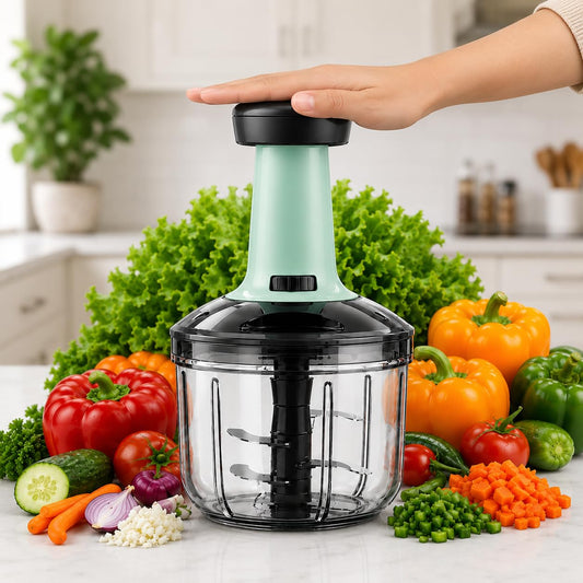 Hand Press Push Chopper with 6 Blades