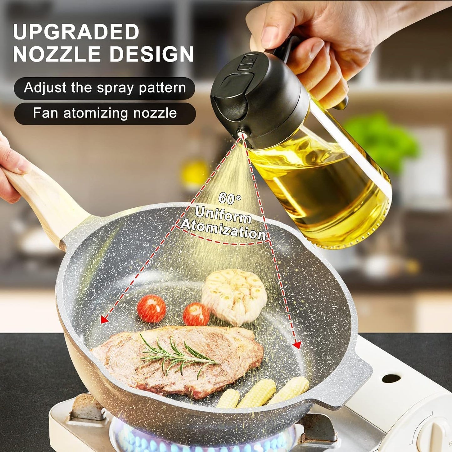 Premium 2-in-1 Glass Oil Dispenser & Sprayer Bottle