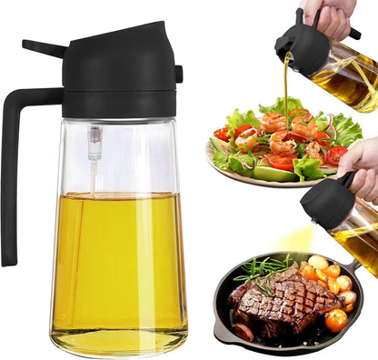 Premium 2-in-1 Glass Oil Dispenser & Sprayer Bottle