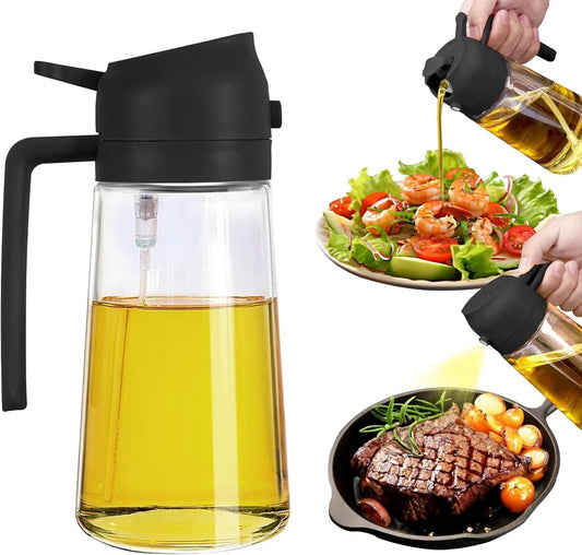 Premium 2-in-1 Glass Oil Dispenser & Sprayer Bottle