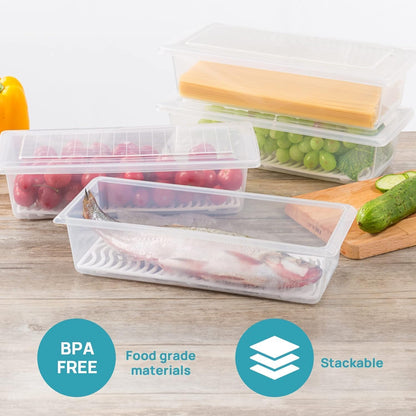 Fridge Organizer Box with Drain Plate