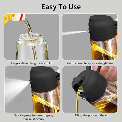 Premium 2-in-1 Glass Oil Dispenser & Sprayer Bottle
