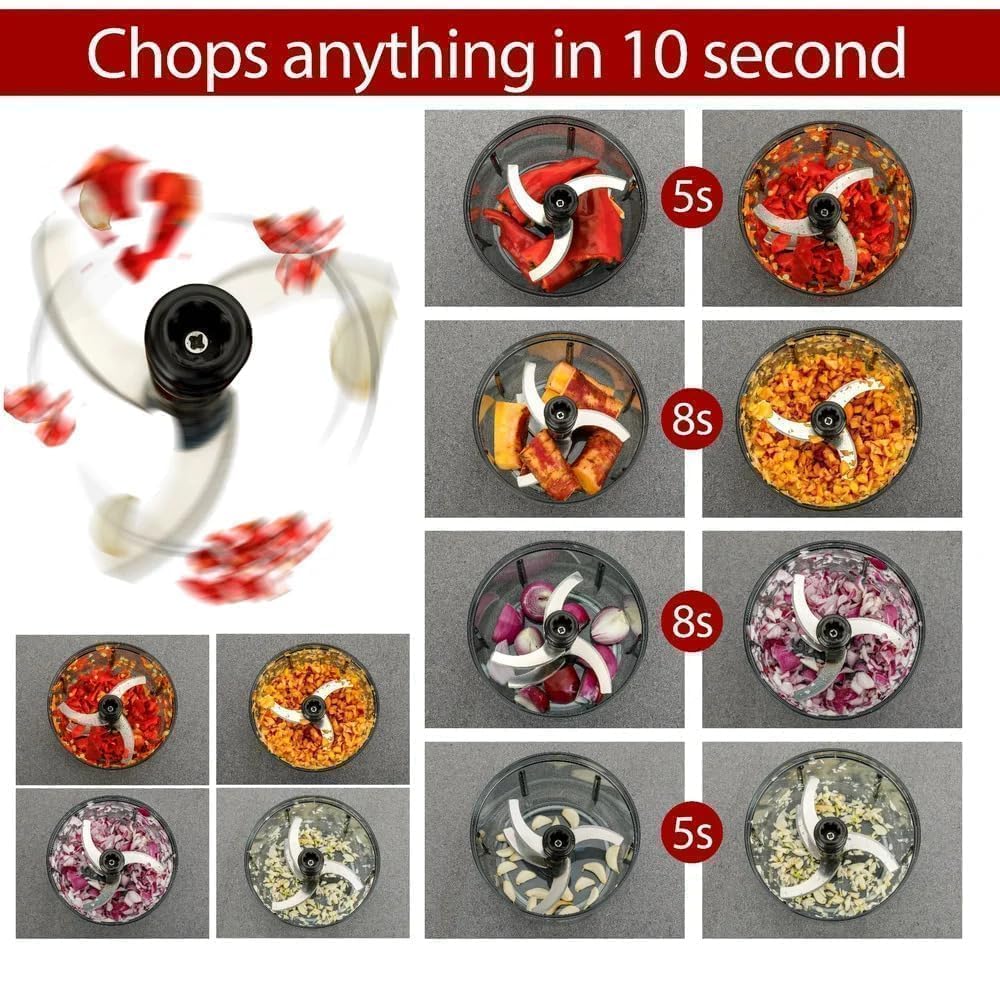 Hand Press Push Chopper with 6 Blades