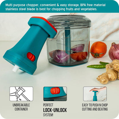 Hand Press Push Chopper with 6 Blades