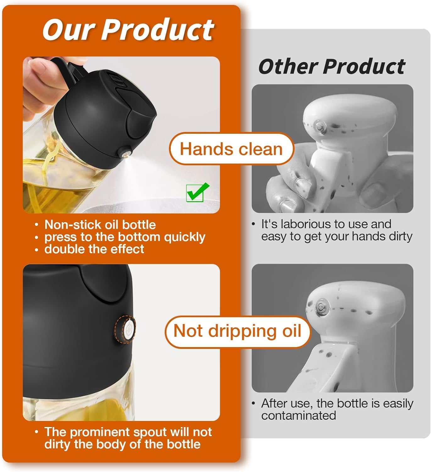 Premium 2-in-1 Glass Oil Dispenser & Sprayer Bottle
