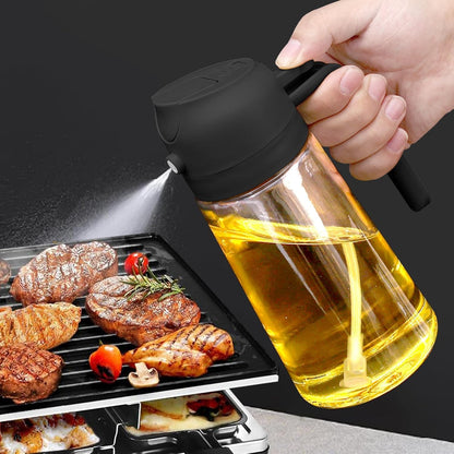 Premium 2-in-1 Glass Oil Dispenser & Sprayer Bottle