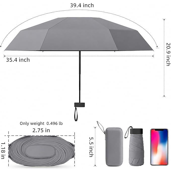 Mini Capsule Pocket Umbrella with Waterproof Case