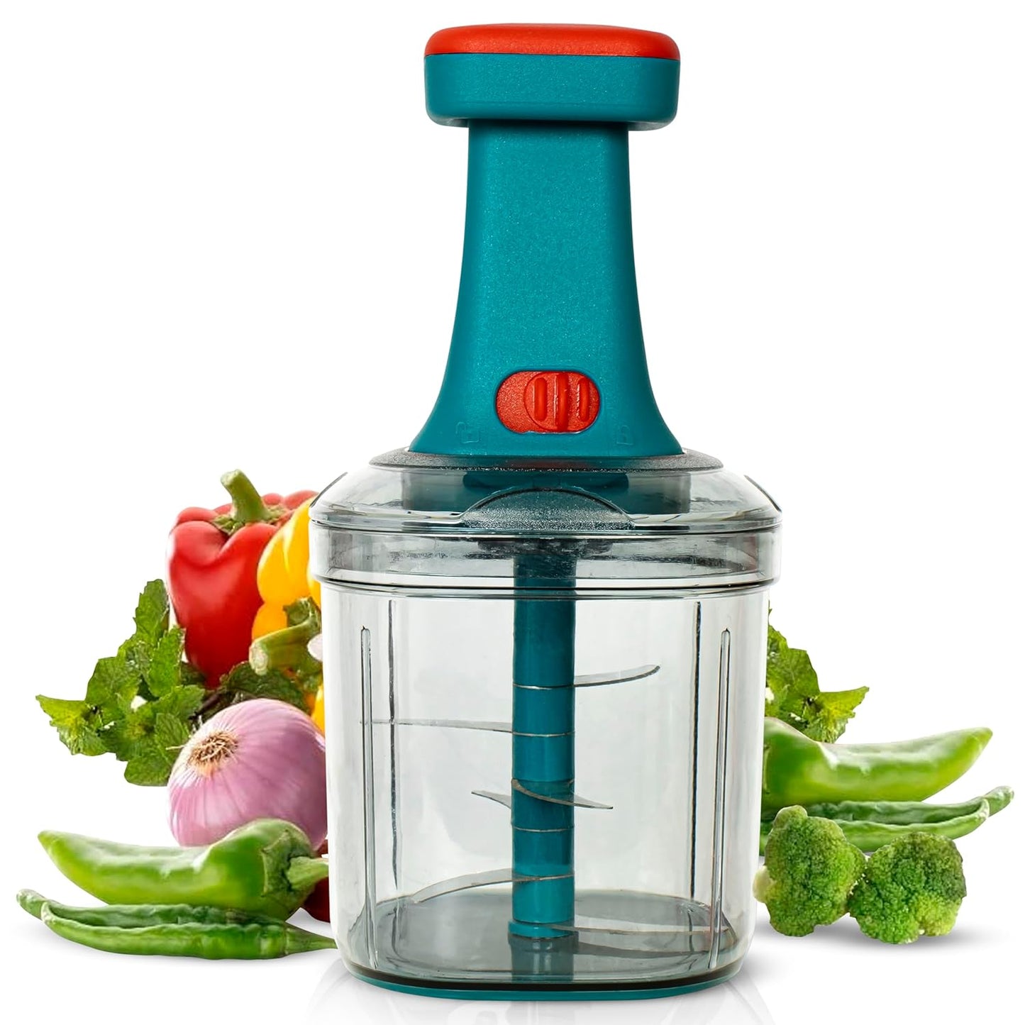 Hand Press Push Chopper with 6 Blades