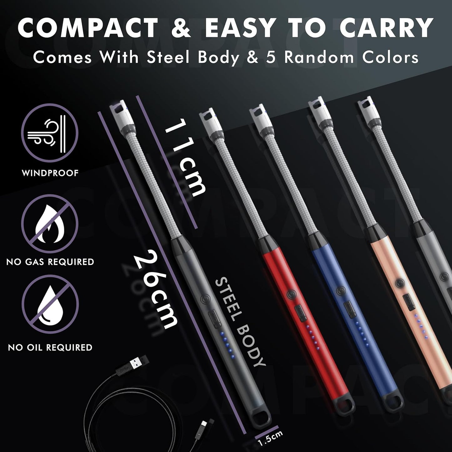 Flameless Arc Lighter with 360° Flexible Neck