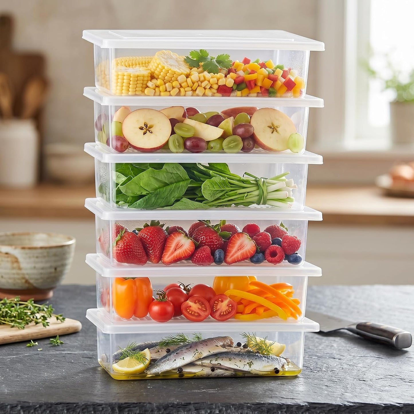 Fridge Organizer Box with Drain Plate